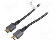Cable; HDMI plug,both sides; textile; HDCP 2.2,HDMI 2.1; 2m DIGITUS