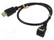 Cable; HDCP 2.2,HDMI 2.0; HDMI plug,HDMI plug 90°; PVC; 0.5m Goobay