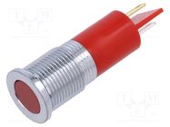 Indicator: LED; flat; red; Ø14mm; IP67; brass; ØLED: 10mm; Body: red APEM