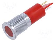 Indicator: LED; flat; red; Ø14mm; IP67; Q14; brass; ØLED: 10mm; 10mcd APEM