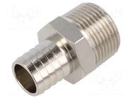 Threaded fitting; connector pipe; nickel plated brass; 18mm PNEUMAT