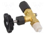 Shutoff valve; max.250bar; brass; Input thread: G 1/2" internal PNEUMAT