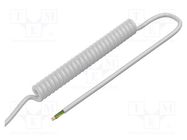 Wire: coiled; 6x0.5mm2; unshielded; PUR; white; 300V; 0.2m; 0.8m SIMECH