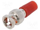Adapter; red; 3A; 35.5mm; banana 4mm socket,BNC plug; 50Ω; 500V CAL TEST