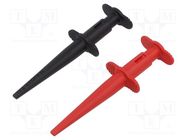 Clip-on probe; hook type; 5A; black,red; 4mm; L: 126mm; 2pcs. CAL TEST