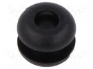 Grommet; Ømount.hole: 6.4mm; Øhole: 4mm; black; 0÷80°C; PVC ESSENTRA