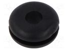 Grommet; Ømount.hole: 6mm; Øhole: 3.2mm; black; 0÷80°C; PVC ESSENTRA