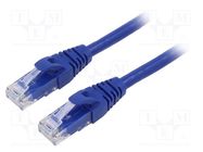 Patch cord; U/UTP; 6; stranded; Cu; PVC; blue; 2m; 26AWG QOLTEC