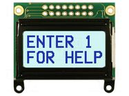 Display: LCD; alphanumeric; STN Positive; 8x2; grey; LED; PIN: 16 NEWHAVEN DISPLAY INTERNATIONAL