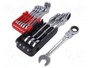 Wrench-set; combination spanner,with ratchet,with joint FACOM