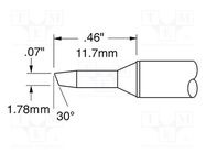 Tip; bevel; 1.7mm; 357°C; for soldering station METCAL