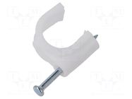 Holder; white; on round cable; 100pcs; with a nail; Ø: 14mm GOOBAY