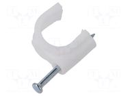 Holder; white; on round cable; 100pcs; with a nail; Ø: 14mm GOOBAY