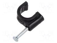 Holder; black; on round cable; 100pcs; with a nail; Ø: 9mm GOOBAY