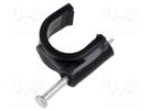 Holder; black; on round cable; 100pcs; with a nail; Ø: 14mm Goobay