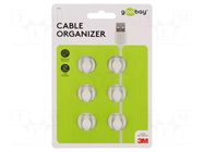 Set of clips; white; Cable P-clips; 6pcs; double,self-adhesive Goobay