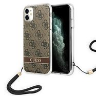 Guess GUOHCN61H4STW iPhone 11 brown/brown hardcase 4G Print Strap, Guess