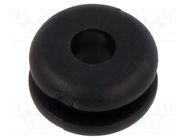 Grommet; Ømount.hole: 8mm; Øhole: 4mm; black; Panel thick: max.2mm ESSENTRA