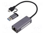 PC extension card: network; USB 3.1; PnP; grey GEMBIRD