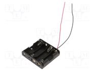 Holder; AA,R6; Batt.no: 4; cables; black; 150mm COMF