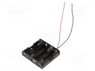 Holder; AA,R6; Batt.no: 4; cables; 150mm; black COMF