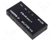 Splitter; HDCP 2.2,HDMI 1.4; Features: PnP; black QOLTEC