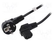 Cable; CEE 7/7 (E/F) plug angled,IEC C13 female 90°; PVC; 1.5m Goobay