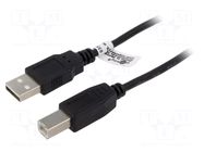 Cable; High Speed,USB 2.0; USB A plug,USB B plug; 3m; black; PVC GOOBAY