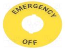 Description label; 22mm; Button marking: EMERGENCY,OFF; SF2ER AUTONICS