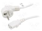 Cable; CEE 7/7 (E/F) plug angled,IEC C13 female; PVC; 1.5m; 10A Goobay