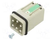 Connector: HDC; contact insert; male; 16A; 400V; Han Q; PIN: 6; 5+PE HARTING
