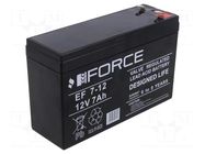 Re-battery: acid-lead; 12V; 7Ah; AGM; maintenance-free; EF; slim ECO FORCE