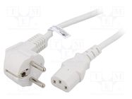 Cable; CEE 7/7 (E/F) plug angled,IEC C13 female; PVC; 2.5m; 10A Goobay