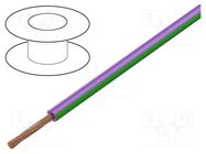 Wire; H05V-K,LgY; stranded; Cu; 0.5mm2; PVC; violet-green; 100m BQ CABLE