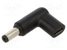 Adapter; USB C socket,DC 5,5/2,1 plug; black; 100W; 5A AKYGA