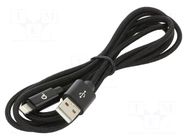 Cable; USB 2.0; Apple Lightning plug,USB A plug; 1.8m; black GEMBIRD