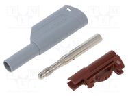 Plug; 4mm banana; 32A; 1kV; grey; insulated; Max.wire diam: 4mm SCHÜTZINGER