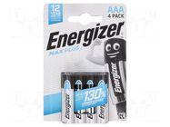 Battery: alkaline; AAA; 1.5V; non-rechargeable; 4pcs; Max Plus ENERGIZER