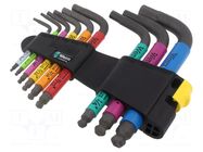 Wrench-set; inch,Hex Plus key,spherical; 9pcs. WERA