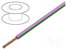 Wire; H05V-K,LgY; stranded; Cu; 0.5mm2; PVC; pink-green; 300V,500V BQ CABLE