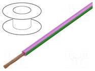 Wire; H05V-K,LgY; stranded; Cu; 0.5mm2; PVC; pink-green; 300V,500V BQ CABLE