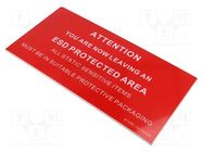 Information board; ESD; 150x300mm; red; Language: EN STATICTEC