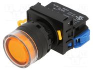 Switch: push-button; 22mm; Stabl.pos: 2; NO; orange; LED; IP65; YW IDEC