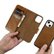 iCarer Oil Wax Wallet Case 2in1 Case iPhone 14 Leather Flip Cover Anti-RFID brown (WMI14220721-TN), iCarer