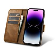 iCarer Oil Wax Wallet Case 2in1 Cover iPhone 14 Pro Anti-RFID Leather Flip Case Brown (WMI14220722-TN), iCarer