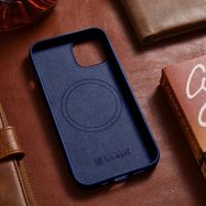 iCarer Case Leather cover for iPhone 14 Plus genuine leather case blue (compatible with MagSafe), iCarer