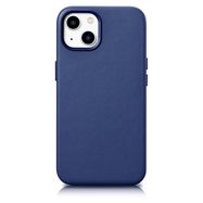 iCarer Case Leather cover for iPhone 14 Plus genuine leather case blue (compatible with MagSafe), iCarer