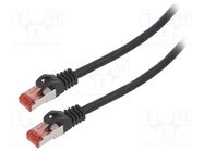 Patch cord; S/FTP; 6; stranded; Cu; LSZH; black; 10m; 26AWG; Cores: 8 LANBERG