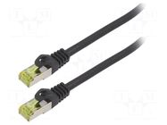 Patch cord; S/FTP; 6a; stranded; Cu; LSZH; black; 0.5m; 27AWG LANBERG