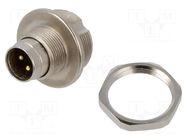 Connector: M9; socket; male; Plating: gold-plated; 125V; 3A; IP67 BINDER